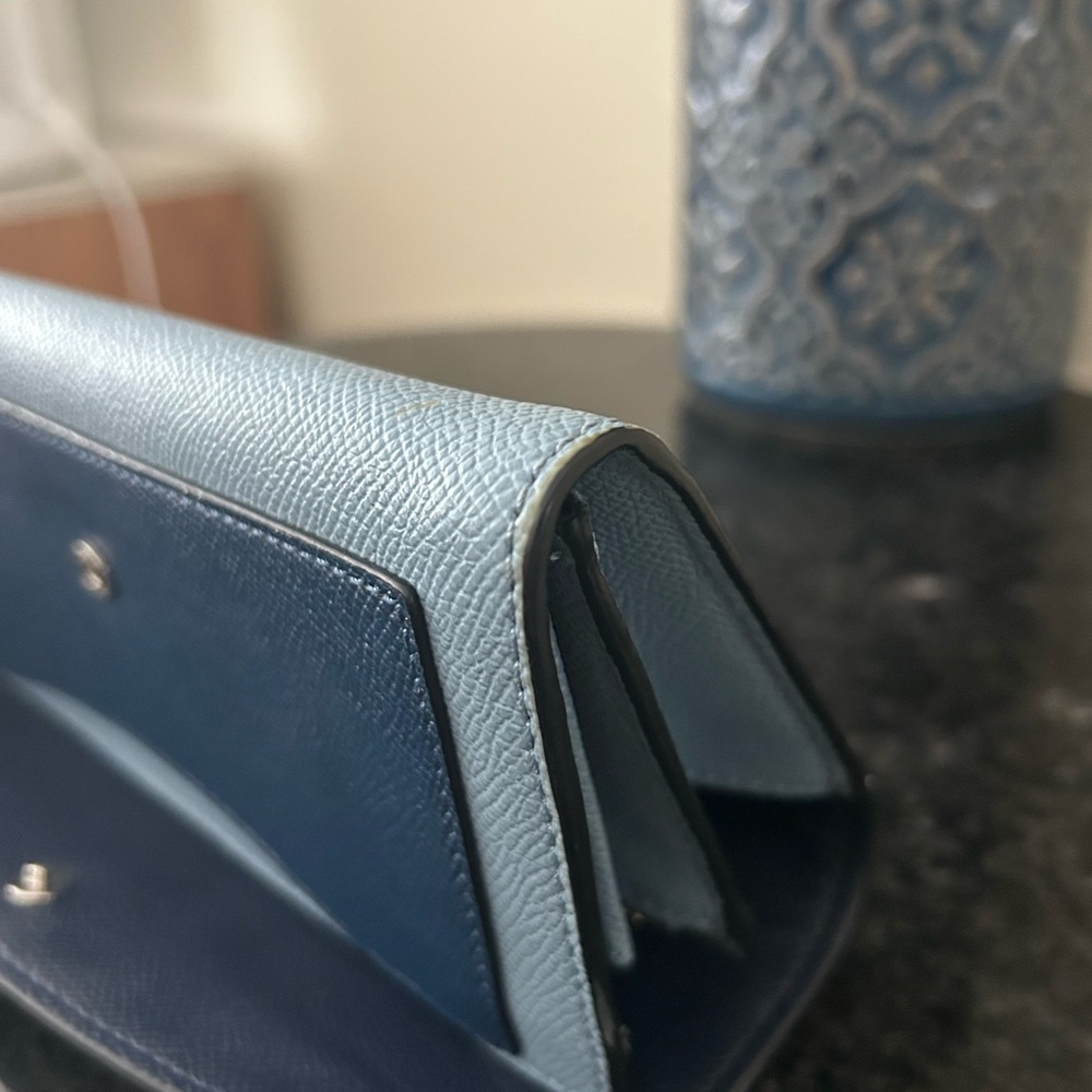 Coach Tricolor Envelope Wallet (Balck, Blue And Teal) Long - Picture 12 of 13